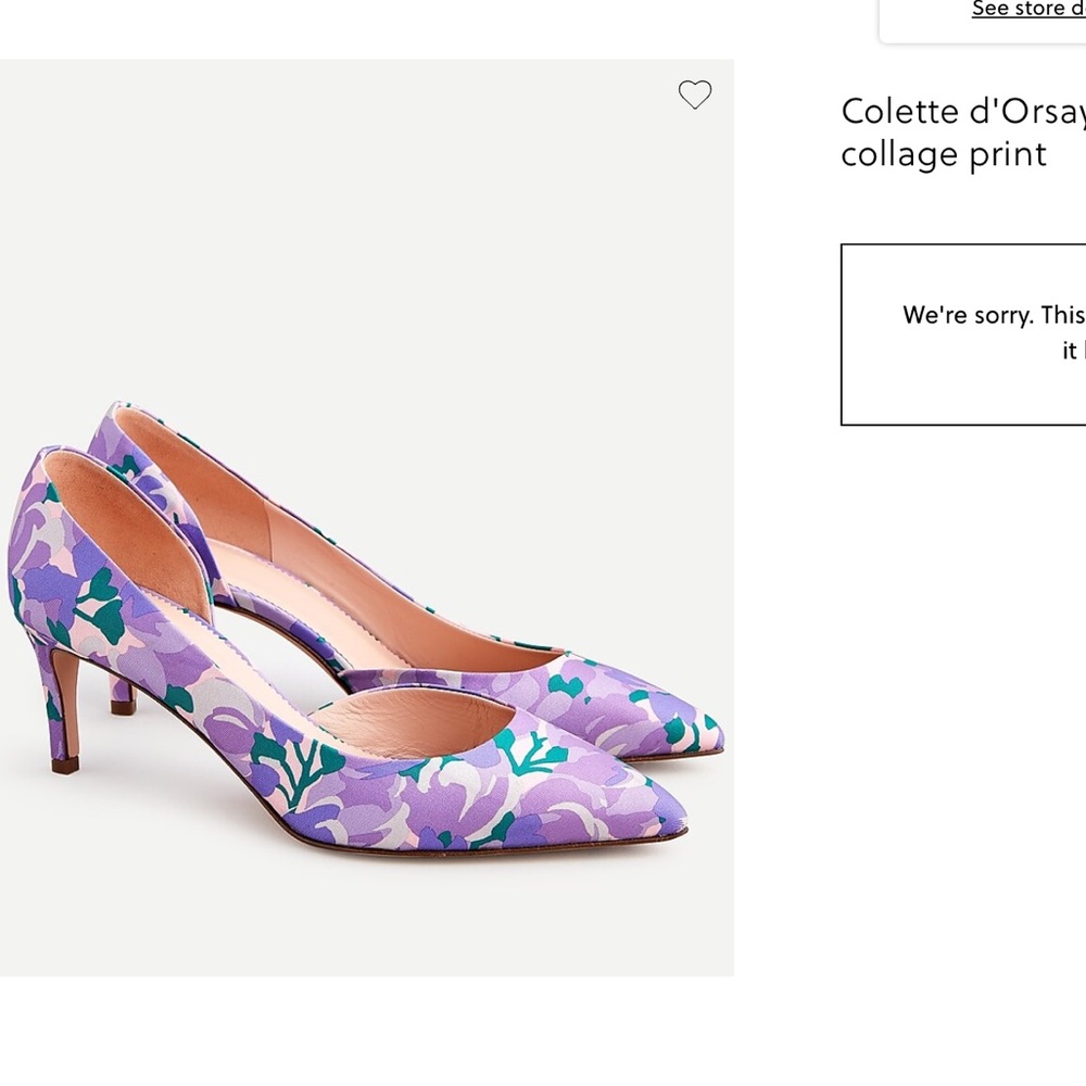 J Crew Colette d'Orsay pumps in Ratti® lilac collage print size 7